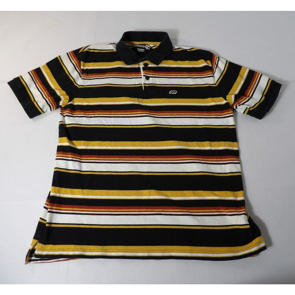 Ecko Unltd. Shirt XL Polo Collared Striped Black Yellow White Y2K Hip Hop Rhino - Picture 3 of 14